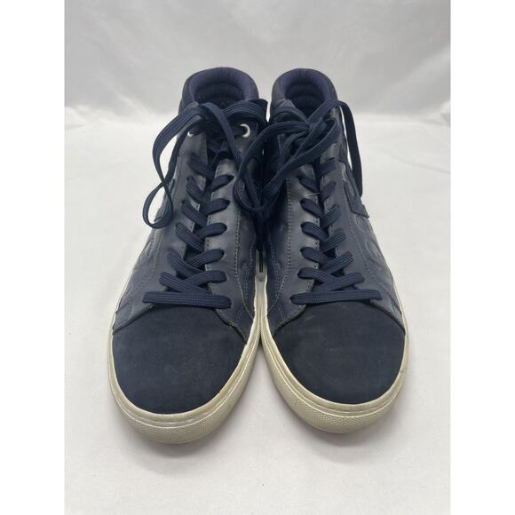 GFore Men 10 Debossed Quarter G Twilight Blue Leather Street Chukka Sneakers - Picture 6 of 13